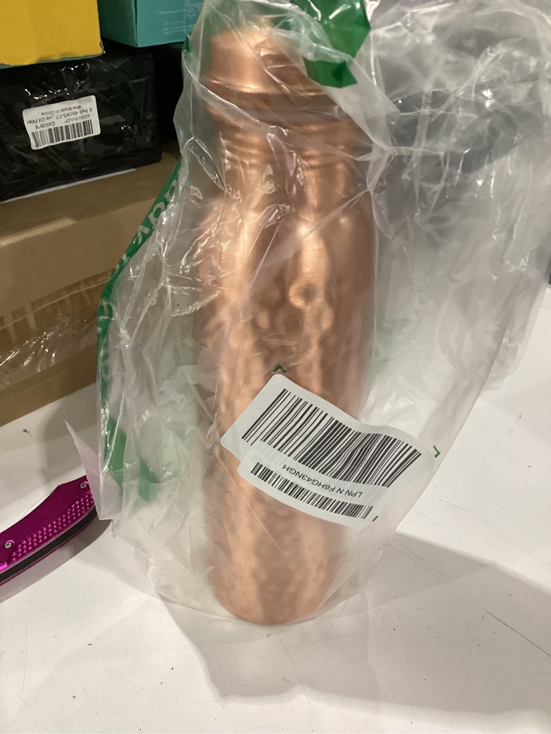 Condition photo showing New/Like New for copper water bottle 32oz - extra large 100% pure ayurvedic copper water bottle for drinking, wide mouth, leak-proof lid bpa free non-insulated & eco friendly with premium quality