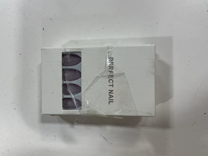 Condition photo showing New/Like New for summer press on nails, cat eye medium coffin press on nails, crystal glow design light purple magnetic nails, ice glossy gel fake nails, reusable acrylic stick on nail for women, sugar frost c4-sugar frost light blue ( 2 pieces)