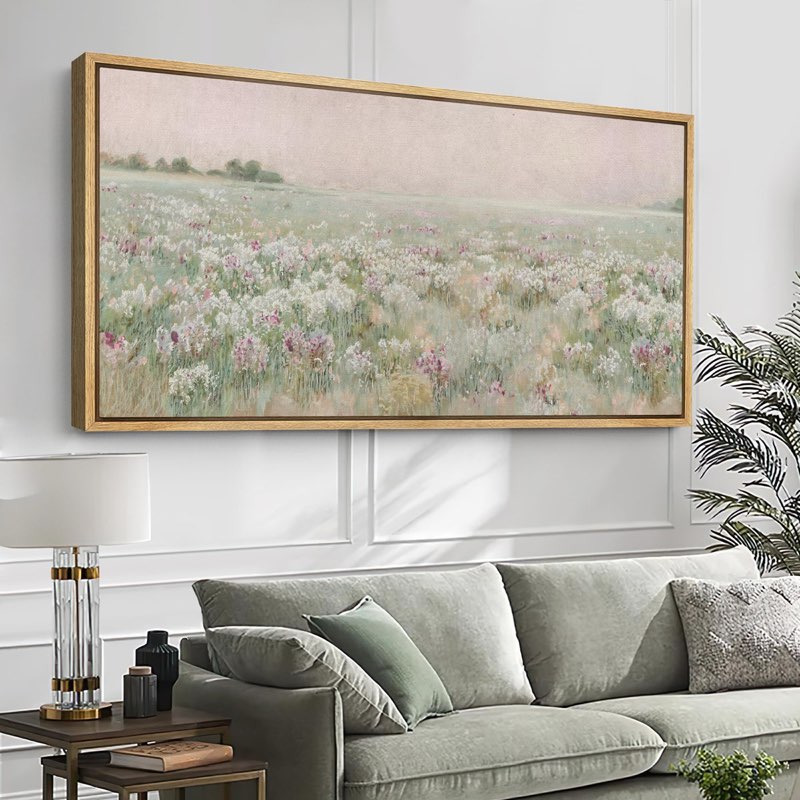 Vibrant Wildflower "Meadow Floral Field French Country Artwork Pictures Extra Large Framed Wall Art 30”x60”