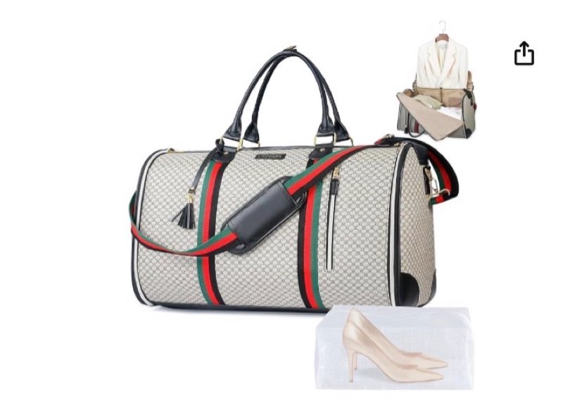 Convertible Garment Bag for Travel, Carry on Garment Duffel Bags with Shoe Pouch Weekender Bag for Men Women 2 in 1 Hanging Suitcase Suit for Business Trip, Vacation (Beige)