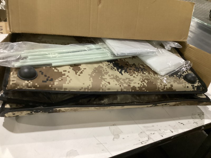 Condition photo showing Good Condition for Indestructible Heated Cat House for Outside Cats Winter, 100% Weatherproof, Safe Escape Door, Insulated Outdoor Cat Shelter with Heater for Feral Barn Cat Kitty (Desert Camouflage, 26"x17"x14") Desert Camouflage 26"x17"x14"