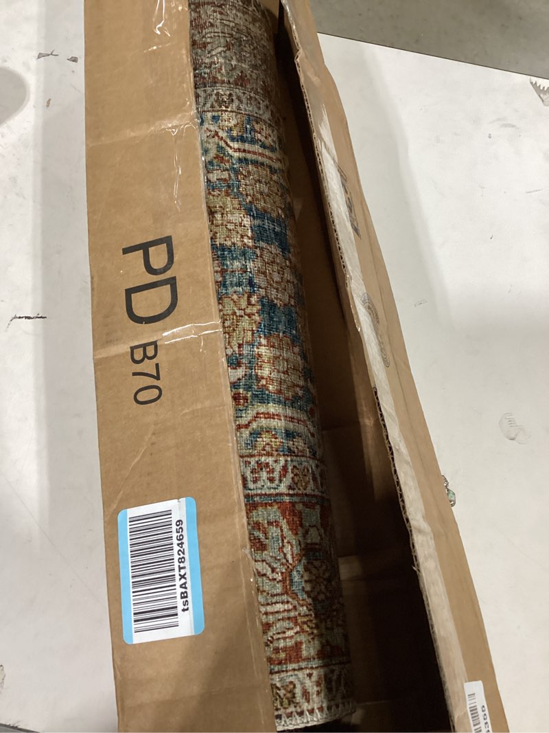 Loloi Layla Collection LAY-04 Ocean/Rust 2'-0" x 5'-0" .13" Thick Accent Rug, Soft, Durable, Vintage