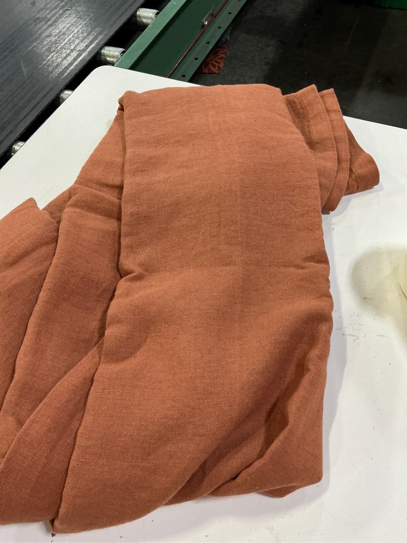 Condition photo showing Good Condition for vintage wash european linen bed cover, king/cal king,terracota