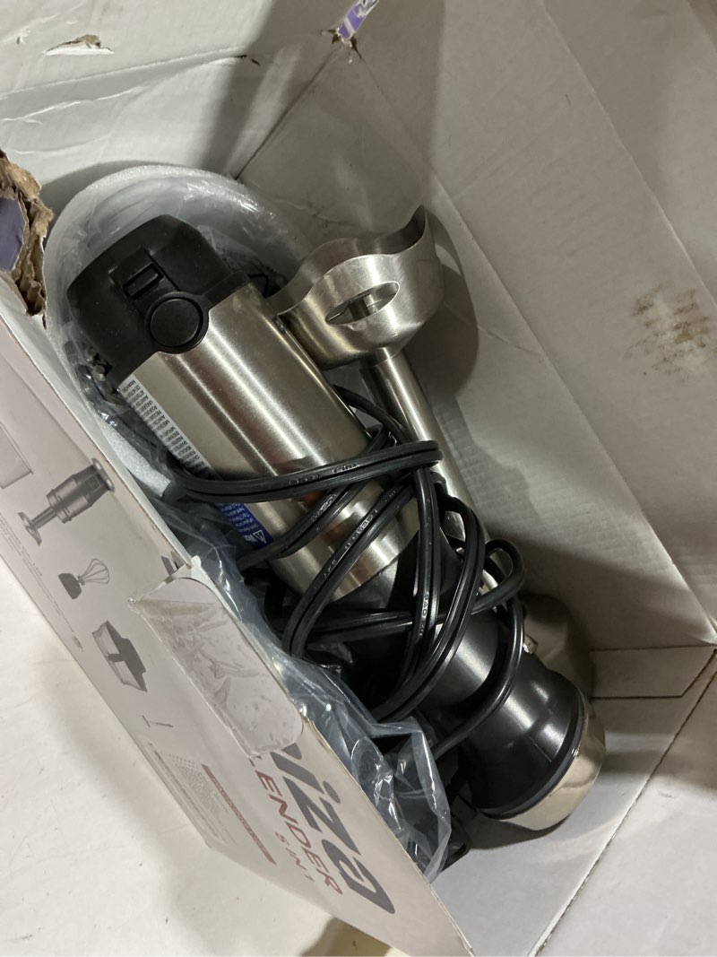 Condition photo showing Good Condition for Ganiza Immersion Blender 5 in 1 Hand Blender Max 1000W Heavy Duty Motor, 16 Speed Mode Handheld Blender Stainless Steel Blade With 800ml Mixing Beaker, 600ml Chopper, Whisk and Milk Frother