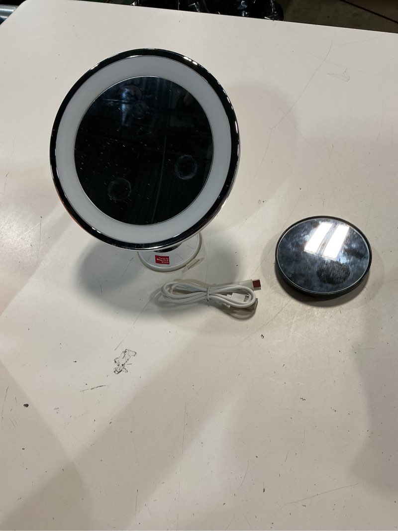 Condition photo showing Good Condition for oumefar suction cup makeup mirror 10x, 3 light colors 10x magnifying mirror vanity mirror with lights easy install makeup mirror battery powered for makeup homemirror travel mirror