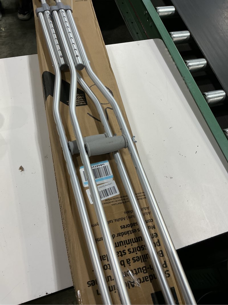 Condition photo showing Good Condition for medline aluminum crutches for kids, adults & seniors, walking aid, 300 lb weight capacity,1 pair, fitting 5'2" - 5'10" medium, 5'2"-5'10"