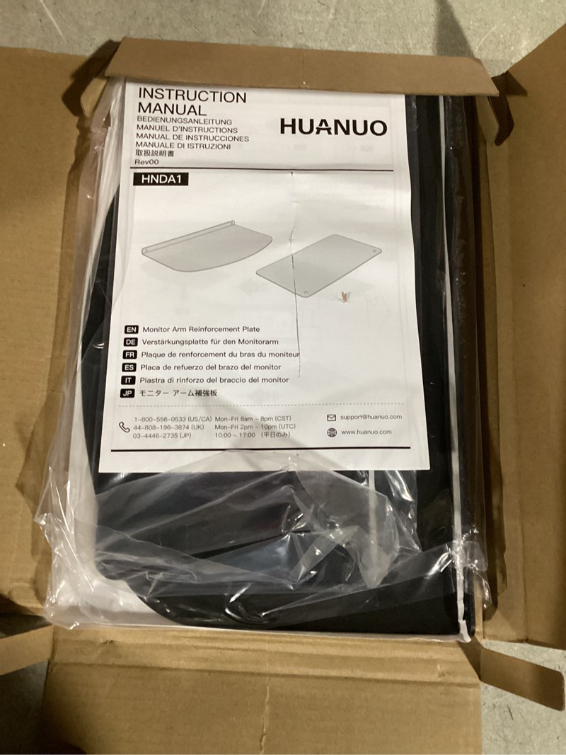 Condition photo showing Good Condition for HUANUO Steel Monitor Mount Reinforcement Plate for Thin, Glass and Other Fragile Tabletop, Steel Bracket Plate Fits Most Monitor Stand C Clamp Installation