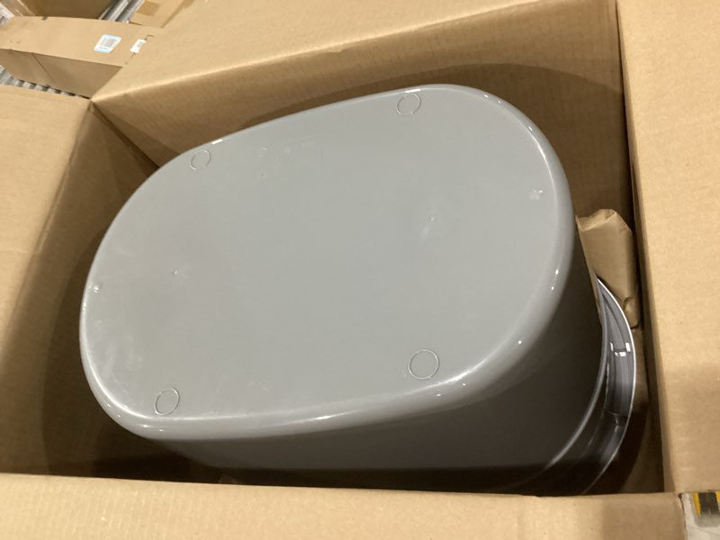Condition photo showing As Is for iris usa cat litter box large top entry with lid enclosed covered hooded design litter catching scatter shield pan dog proof pet proof scoop included odor control for indoor cats kittens gray/white oval gray w/ scoop