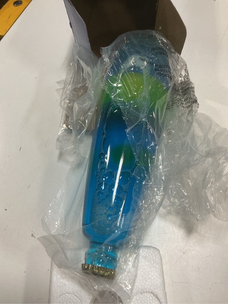Condition photo showing As Is for jambo 16" beautiful lamp- blue with yellow/green wax, relaxing liquid light, night light nightlight, home decor living room office bedroom lamp for adults teens kids, magma motion