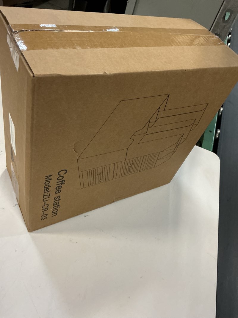 Condition photo showing New/Like New for 11-Compartment Coffee Station Organizer with 2 Drawers - coffee station organizer for countertop, Condiment Organizer for Breakrooms, Kitchens, or Home&Offices, Black