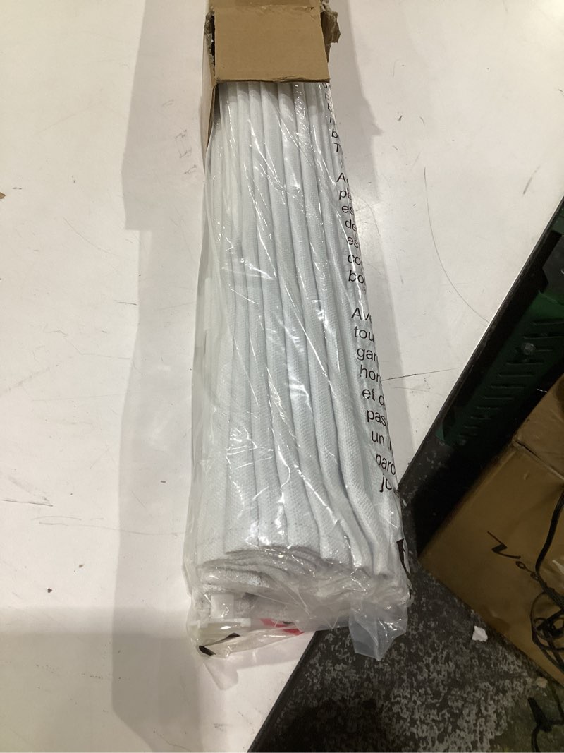 Condition photo showing Good Condition for no drill cordless roman shades for windows, 31" w × 64" h - 100% blackout - linen - mist white 100% blackout - linen - white 31" w × 64" h