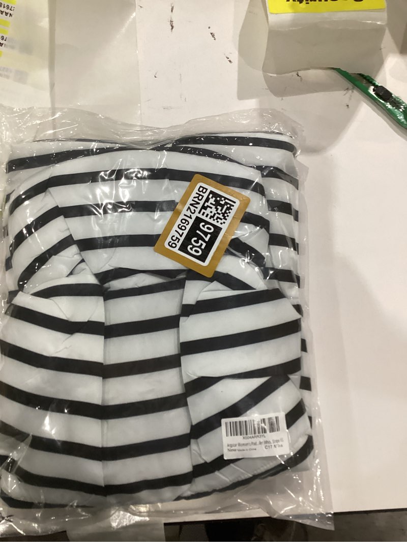 Condition photo showing New/Like New for Argstar Women's Cropped Puffer Vest, High Stand Collar Lightweight Reversible Zip Crop Padded Gilet White Stripe Large
