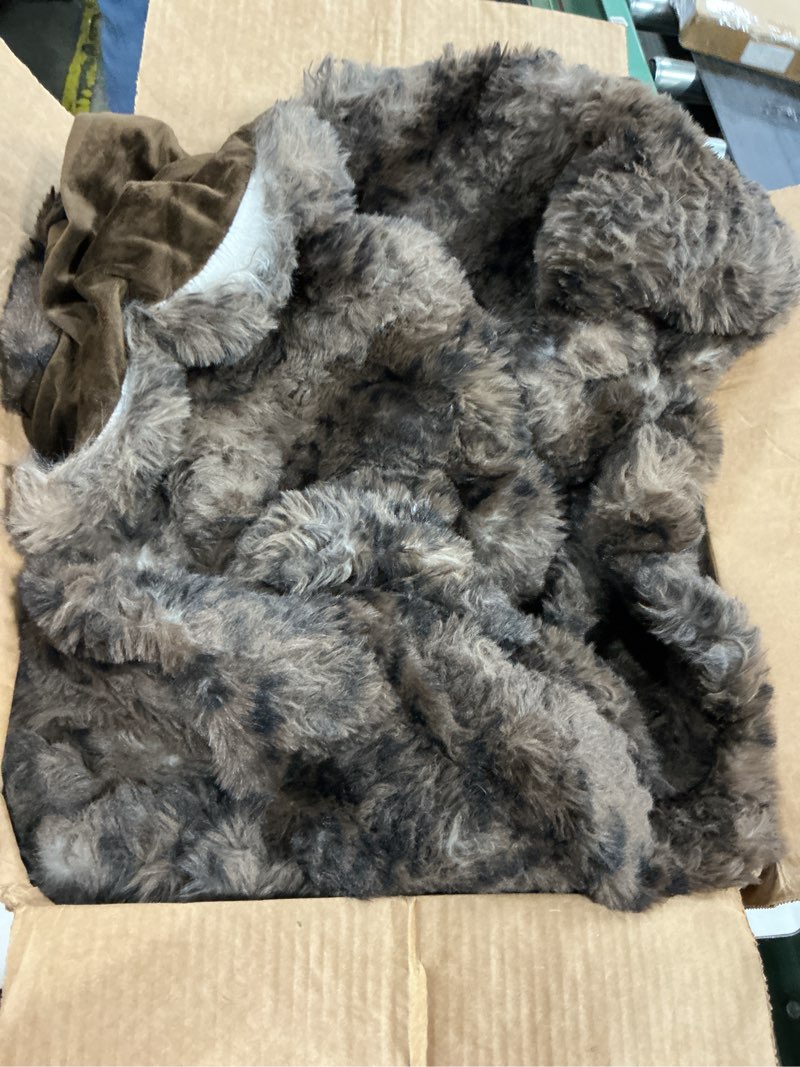 Condition photo showing As Is for wdcozy cheetah leopard print bubble throw blanket, luxury faux rabbit fur mink plush throw for couch, sofa and bed, soft fluffy fuzzy cozy blanket for women, 60x80 inches, chocolate brown, 950 gsm cheetah coffee twin (60" x 80")