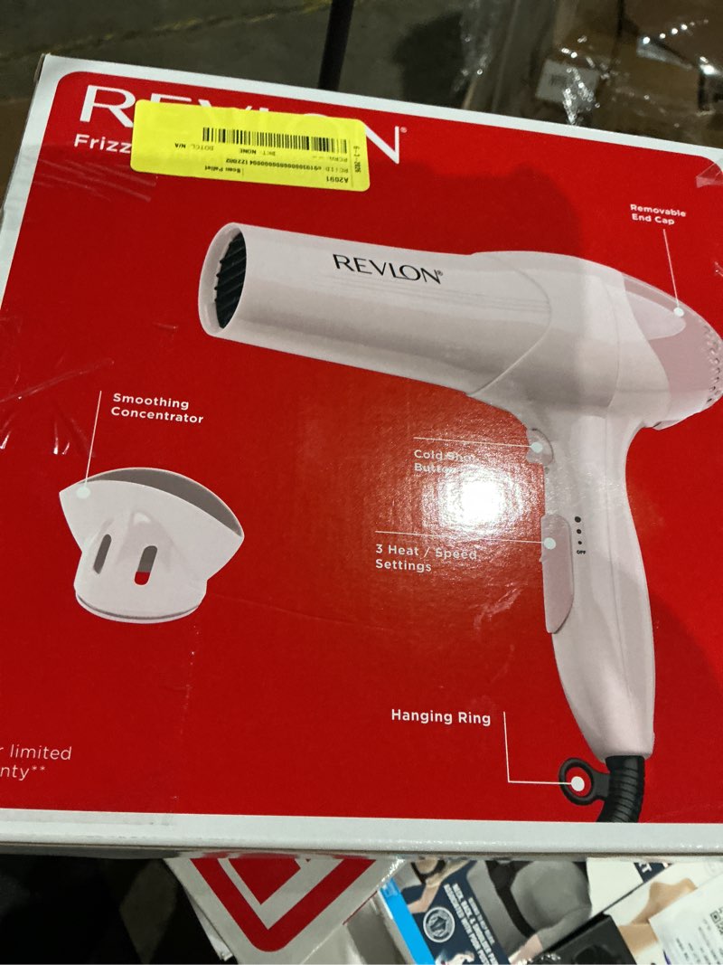 Condition photo showing New/Like New for revlon essentials frizz control ionic hair dryer, 1875 watts, light pink
