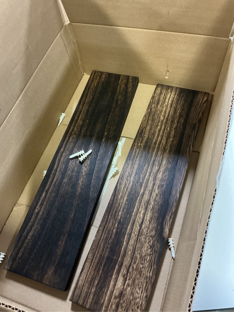 Condition photo showing As Is for (Incomplete only 2 pcs)Wood Floating Shelves for Wall Decor, Rustic Wall Shelves for Bedroom Bathroom Kitchen Living Room, Set of 4 Walnut 24 Inch 24inch Walnut