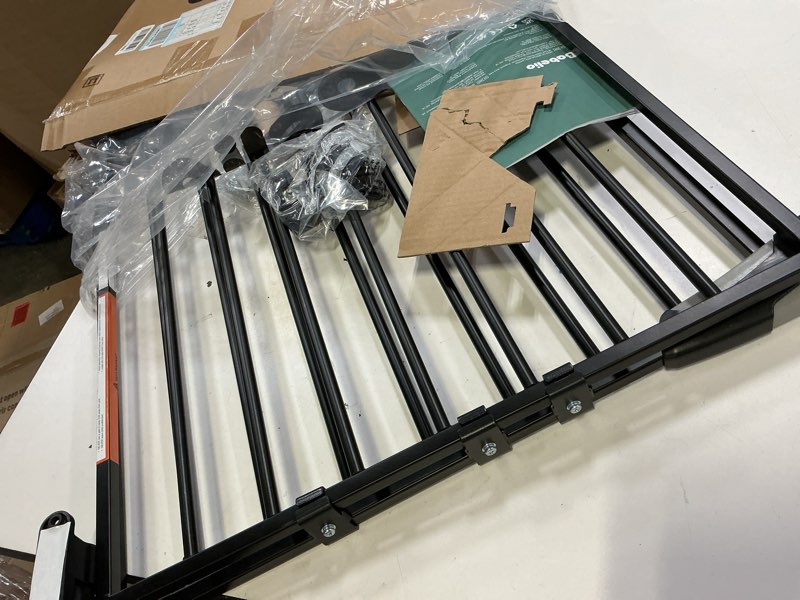 Condition photo showing New/Like New for babelio baby gate for stairs, kitchen & doorways, no bottom bar| one-handed operation| auto-close| hardware mount (drill needed) safety dog/pet gate (black - b17, 26-43" w, 28" h)