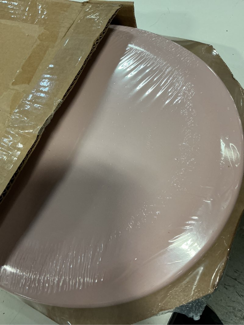 Condition photo showing New/Like New for mayfair cameron pink toilet seat, non slip heavy duty wood, easy clean, made in usa, round