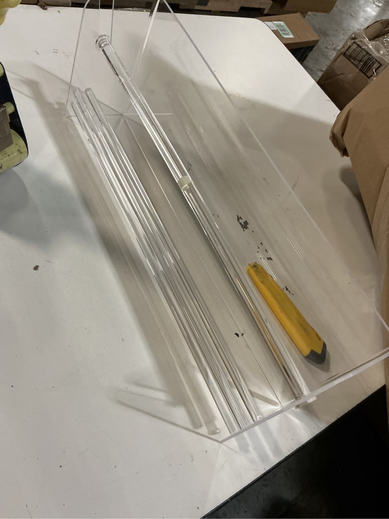 Condition photo showing As Is for (Similar) BEYGORM Acrylic Mail Organizer Wall Mounted, Hanging Letter Holder with 2 Slots for #10 Envelopes, Desk Organizer Basket for Table Home Office