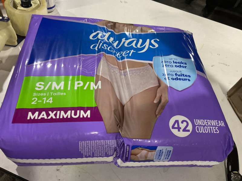 Condition photo showing New/Like New for Always Discreet Adult Incontinence Underwear for Women and Postpartum Underwear, Small/Medium, Up to 100% Bladder Leak Protection, 32 Count Small/Medium 32