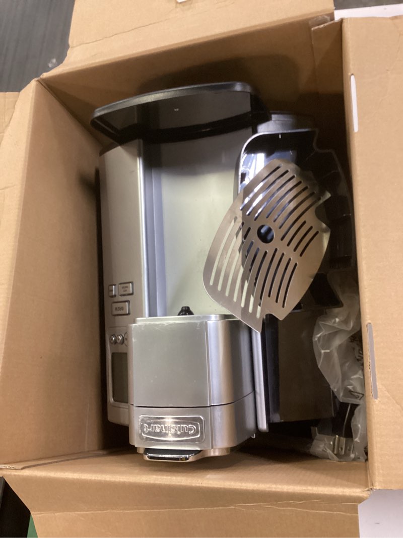 Condition photo showing As Is for cuisinart coffee maker, single serve 72-ounce reservoir pod coffee machine, programmable brewing & hot water dispenser, 3 cup-size settings, stainless steel, ss-10p1, silver