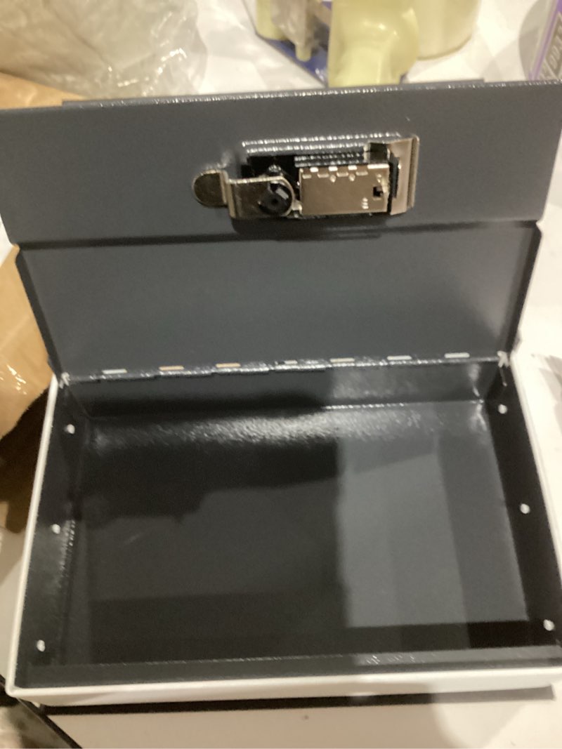 Condition photo showing As Is for kyodoled diversion book safe with combination lock, secret hidden metal lock box,money hiding collection box,9.5" x 6.2" x 2 .2" black large l-black dictionary-combination