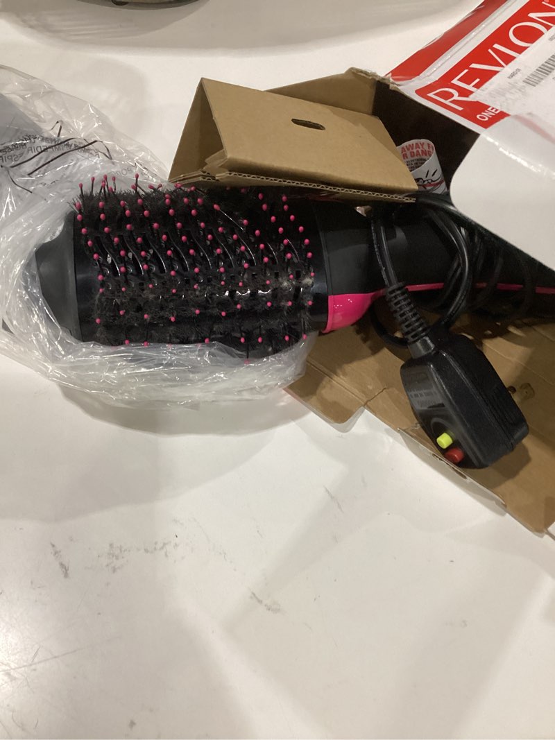 Condition photo showing As Is for revlon one-step volumizer hair dryer and styler – easy salon-style blowouts – less frizz, more shine, and reduced heat damage, for all hair types and lengths (black) black 1.0 volumizer, not tested, used