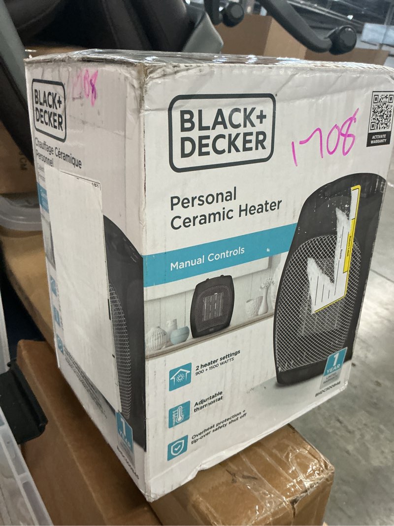 Condition photo showing Good Condition for 1500-watt black desktop electric ceramic space heater