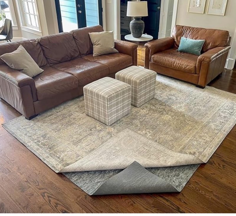 Comfort Cush - Carpet pad, 5 x 7 feet, double felt surface and 1/4 inch thick rubber, suitable for pets and life, non-slip, safe for all floors