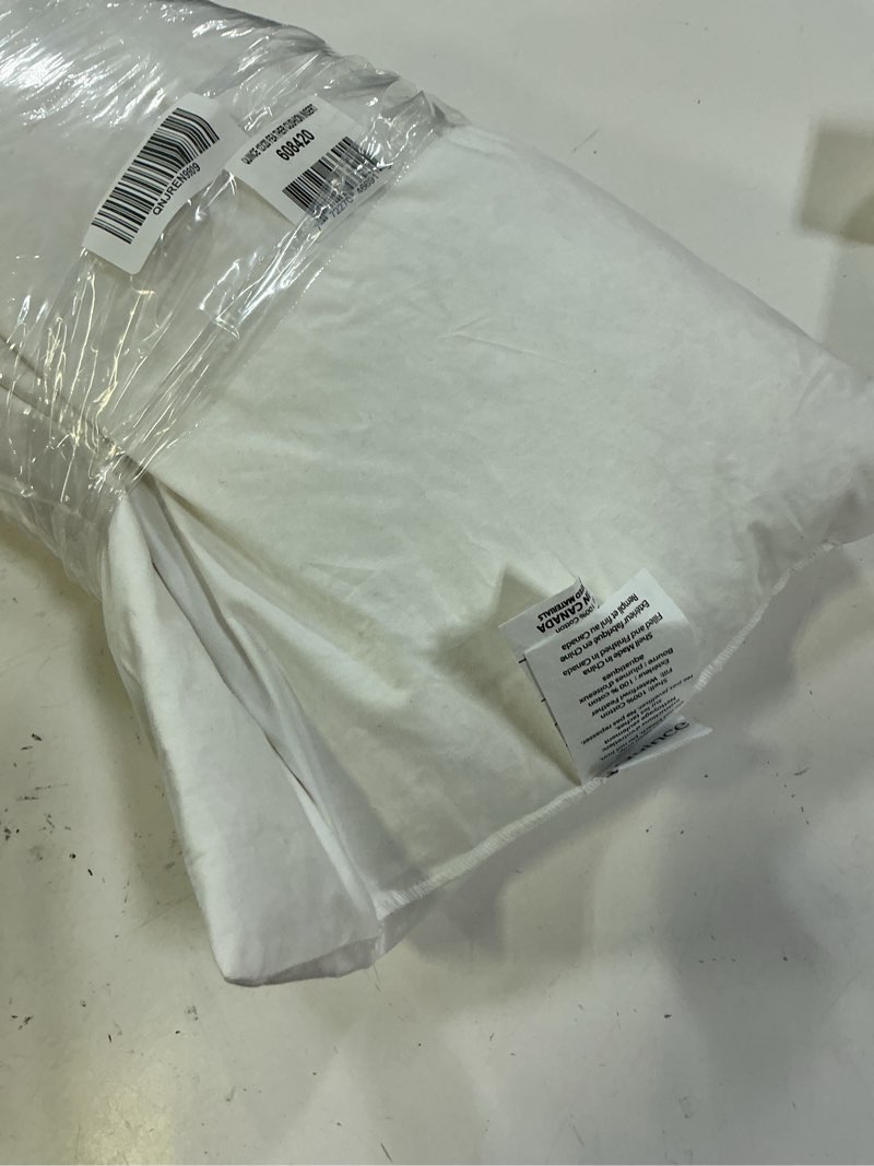 Condition photo showing As Is for premium feather pillow insert white 12x20