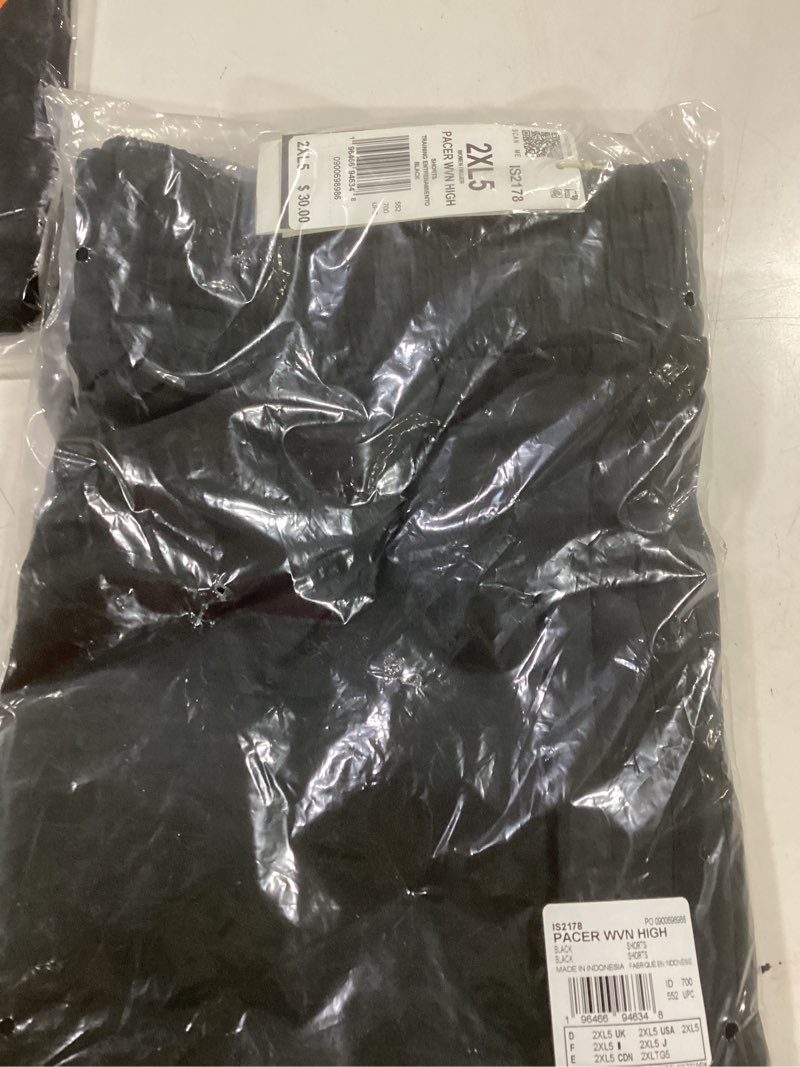 Condition photo showing New/Like New for Adidas Womens Pacer Training 3-Stripes Woven High-Rise Shorts XX-Large Black