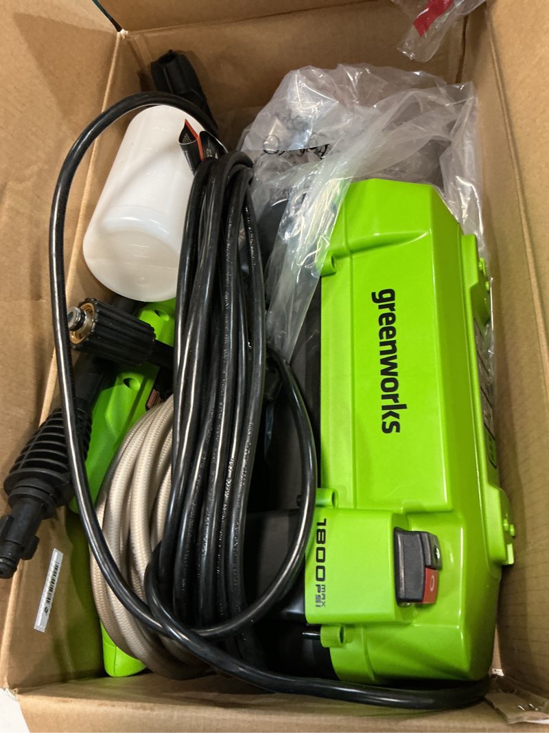 Condition photo showing Good Condition for greenworks 1800-psi 1.2-gpm cold water electric pressure washer with 2 spray tips