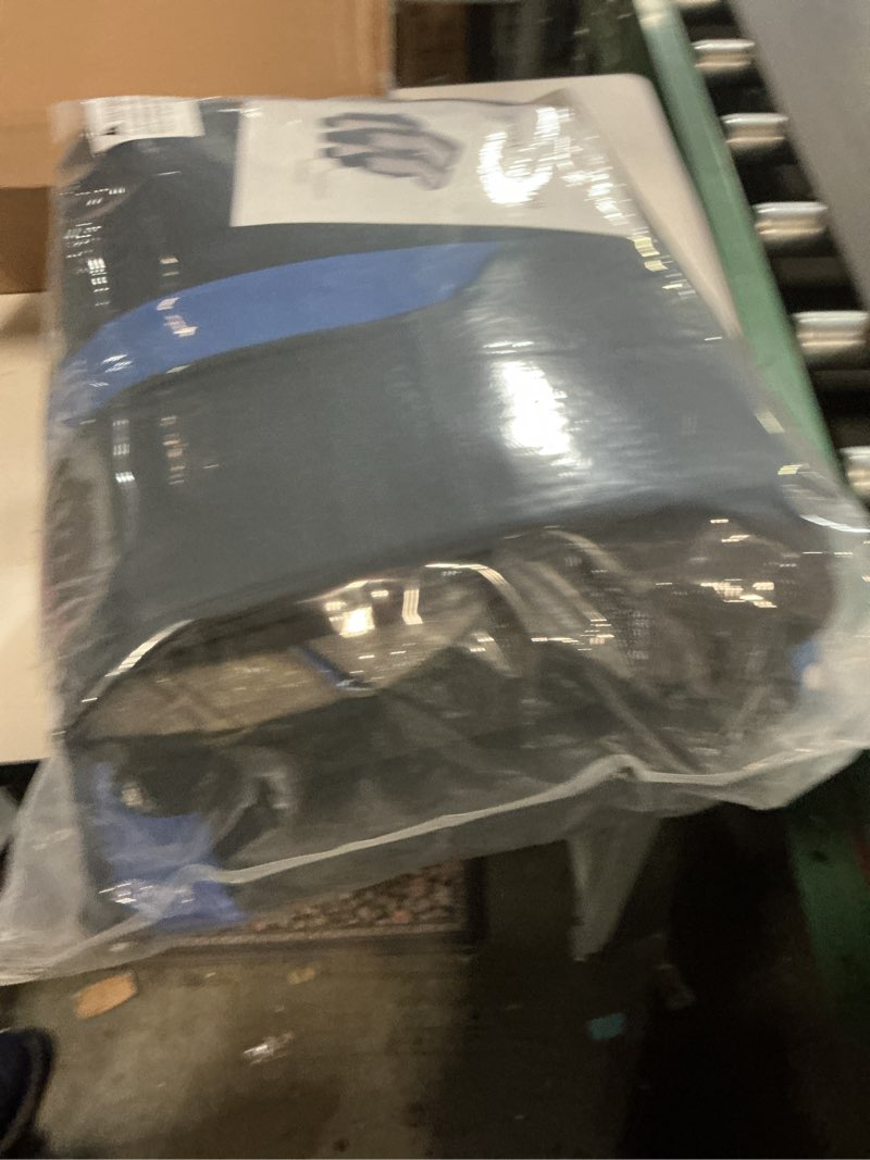 Condition photo showing New/Like New for skechers memory foam car seat covers, air cool mesh thick seat covers, car seat cover full sets, airbag compatible, automotive comfort protection for most cars,vans,trucks, suvs,blue full set black/blue