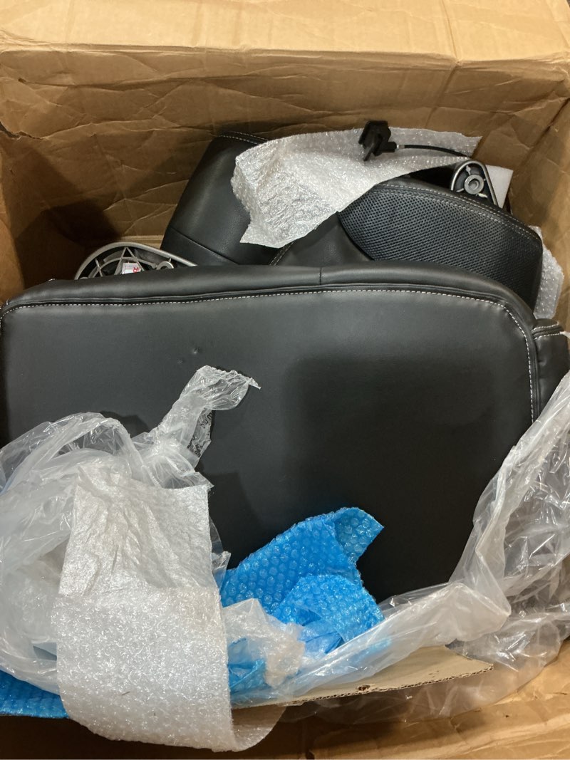 Condition photo showing As Is for Amazon Basics Ergonomic High-Back Office Chair with Flip-Up Arms, Adjustable Lumbar Support, Height Adjustable, 29.5"D x 27.5"W x 44.75"H, Black