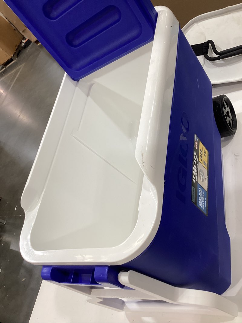 Condition photo showing As Is for igloo - wheelie cool 38 qt cooler - majestic blue