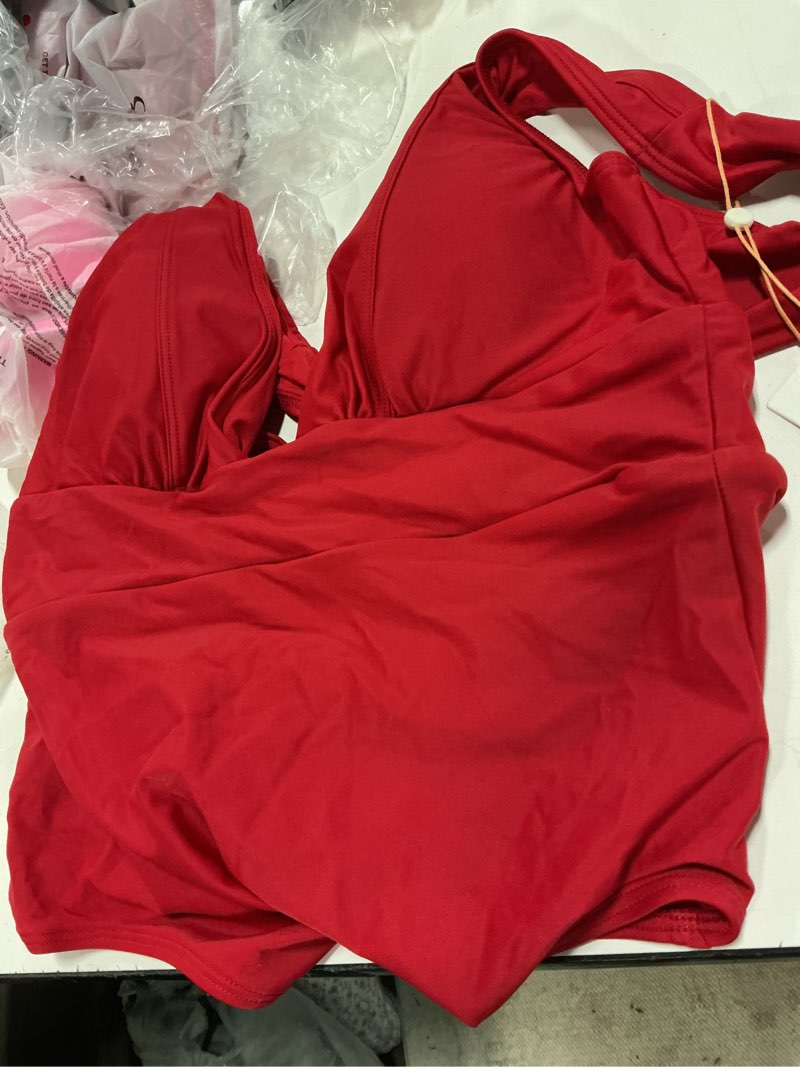 Condition photo showing Good Condition for italian plunge one-piece swimsuit, l, cherry