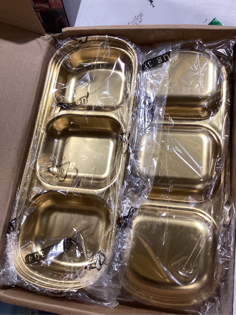 Condition photo showing New/Like New for teenyyou 4 pcs diy esthetician bowls face mask tray esthetician supplies stainless steel compartment serving tray women skincare products for spa salon aesthetician beauty, nail art (gold,medium) gold medium 4