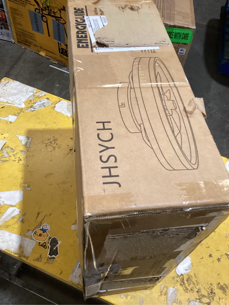 Condition photo showing Good Condition for volisun low profile ceiling fans with lights and remote, ceiling fan with light flush mount, no assembly, 3000k-6500k dimmable, white fandelier ceilings fans with lights for bedroom white 20 inch