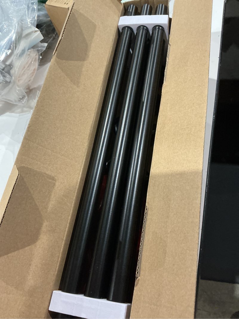 Condition photo showing As Is for curtain rods no drilling 32 to 86 inch, hotozon 5/8 inches no drill curtain rods for windows 55 to 82 inches(4.5-6.8 ft), renter friendly adjustable small drapery rod for lightweight curtains, black