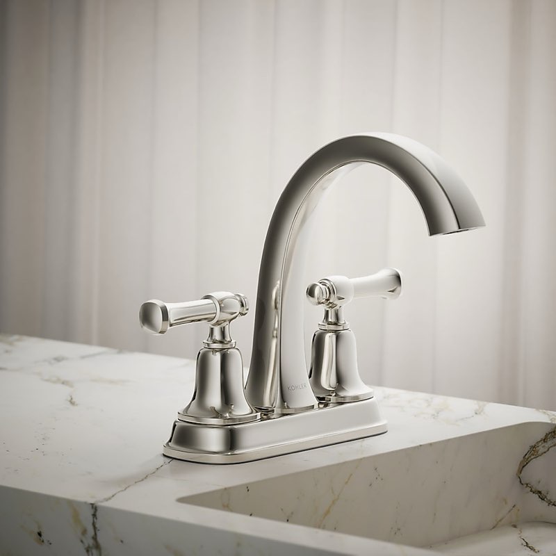 kohler florez vibrant polished nickel 4-in centerset 2-handle