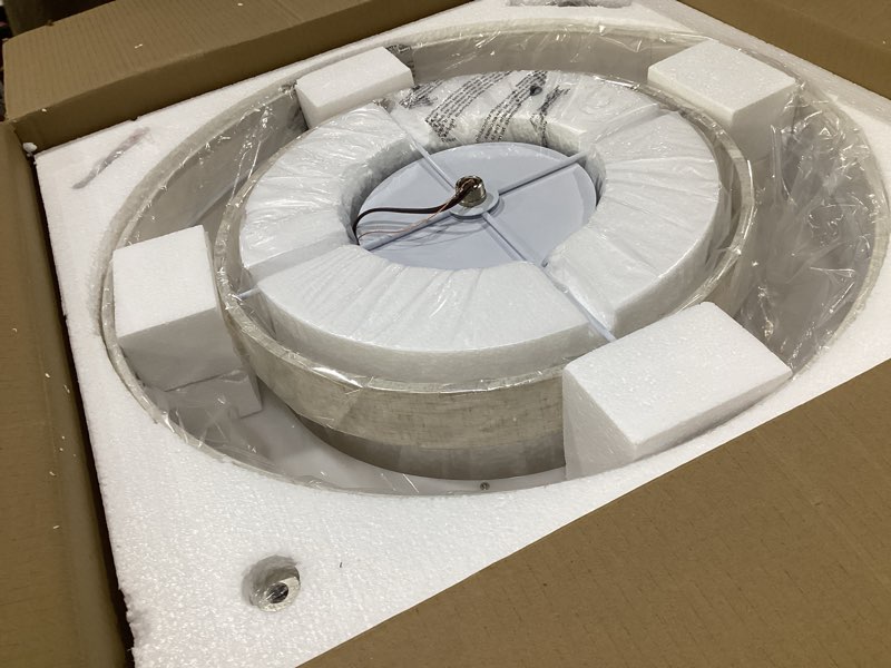 Condition photo showing Good Condition for Livex Lighting Fabric Shade 52138-91 Meridian 5 Light Brushed Nickel Pendant