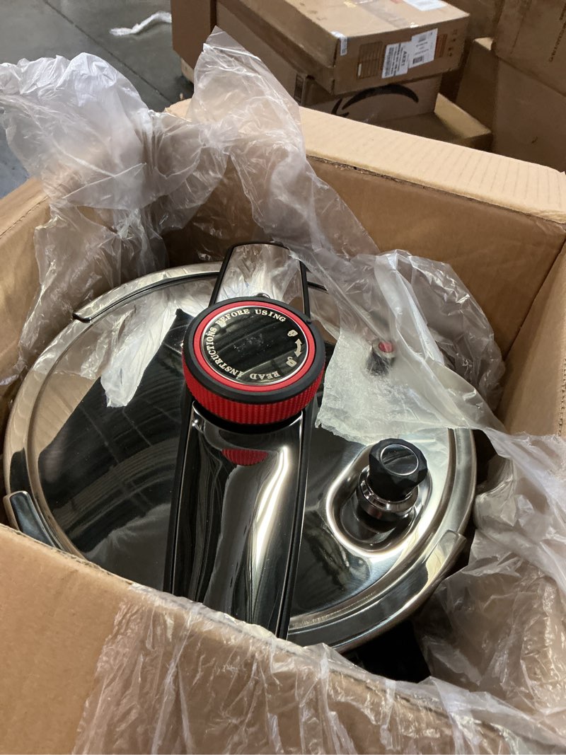 Condition photo showing Good Condition for Pressure Cooker Stainless Steel 8 Qt, Commercial Stove Top Pressure Cooker Pot, One-Hand Locking, Compatible with Gas & Induction, Fast Cooking for Large Meals, Dishwasher Safe, PETERBOO 8.5 Quarts