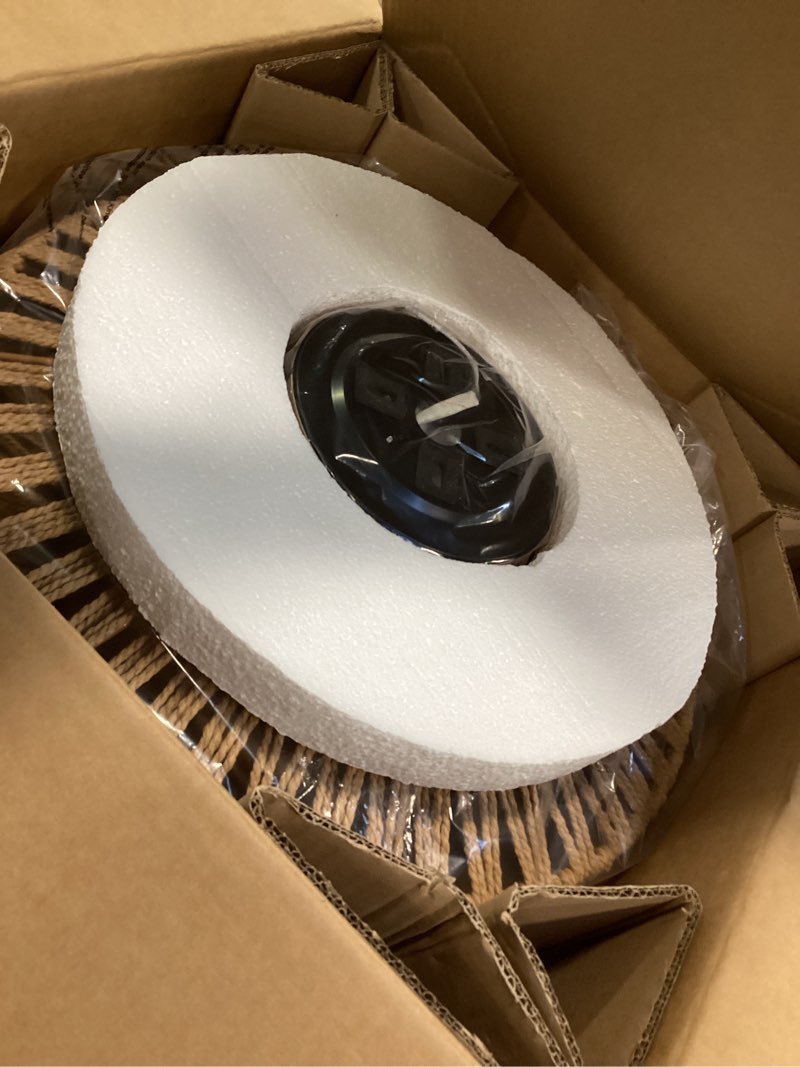 Condition photo showing Good Condition for 20" Boho Caged Fandelier with Lights Flush Mount Rattan Ceiling Fan with Lights and Remote Control, Enclosed 6 Speeds Low Profile Fan Light for Bedroom, Living Room, Kitchen