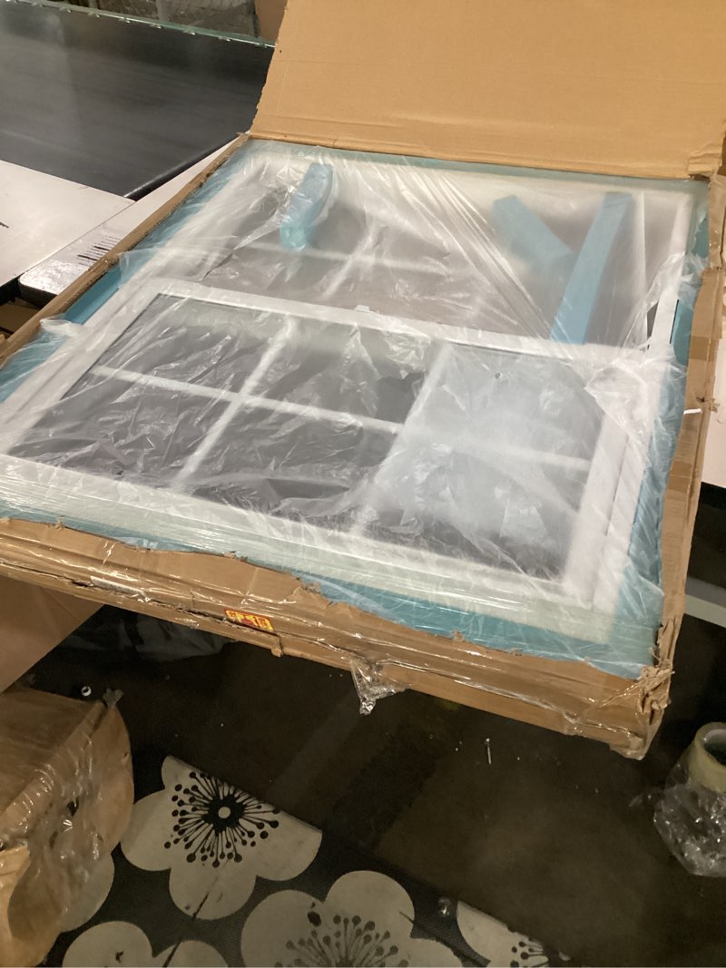 Condition photo showing Good Condition for vinyl single hung window, 30" x 36" household sliding window with double-pane insulated tempered glass, lower tilt sash screen included window for house, mobile home (white)