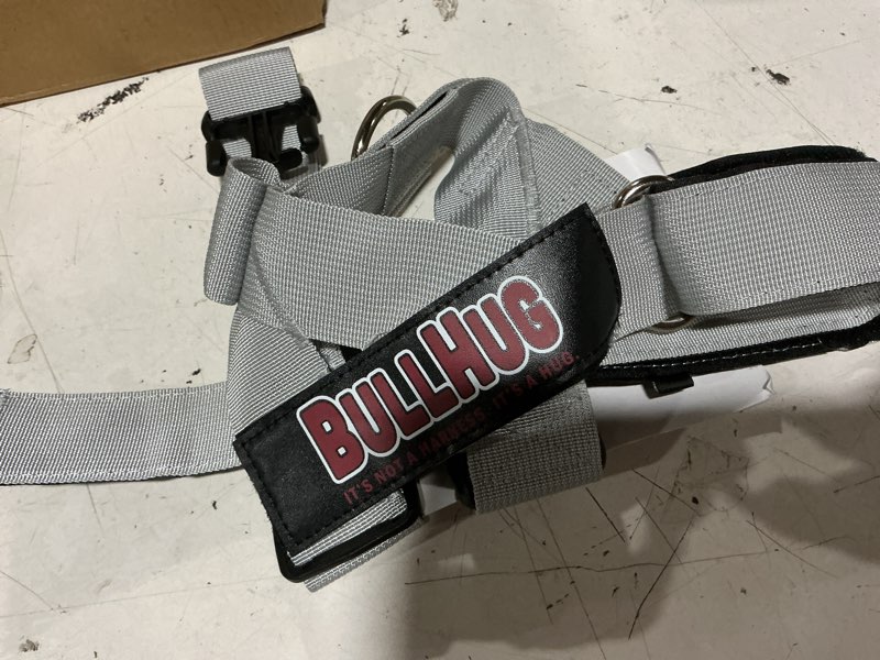 Condition photo showing Good Condition for bullhug adjustable dog harness– no pull, no choke – for english bulldogs, french bulldogs, pugs & broad-chested breeds – easy, safe walks (silver, medium) silver medium - (neck: 17" - 20" chest: 25" - 30")