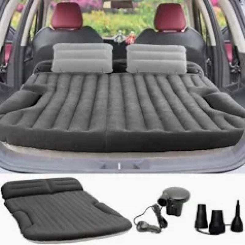 KMZ SUV Air Mattress Thickened and Double-Sided Flocking Travel Camping Bed with 2 Pillows & Electri