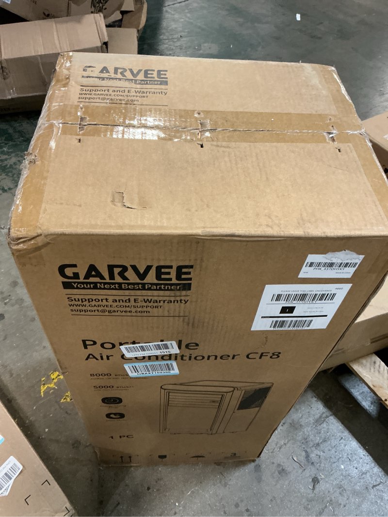 Condition photo showing New/Like New for garvee 8,000 btu portable air conditioner, 3-in-1 portable ac unit with cool, dehumidifier & fan modes, covers rooms up to 350 sq.ft, sleep mode, remote control, timer & full window kit