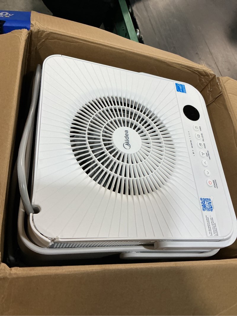 Condition photo showing As Is for midea 20 pt. coverage area 500 sq.ft. cube dehumidifier in. white with pump energy star most efficient for basement or bedroom