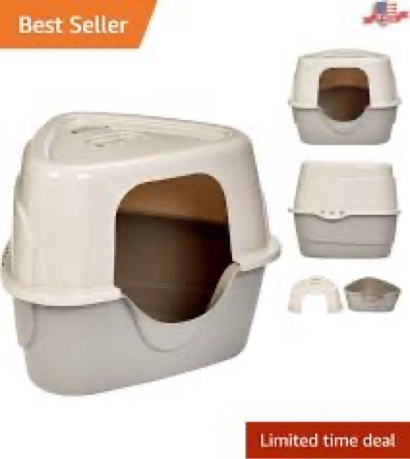 Innovative Hooded Triangle Litter Box for House-Cats - Leak-Proof Design