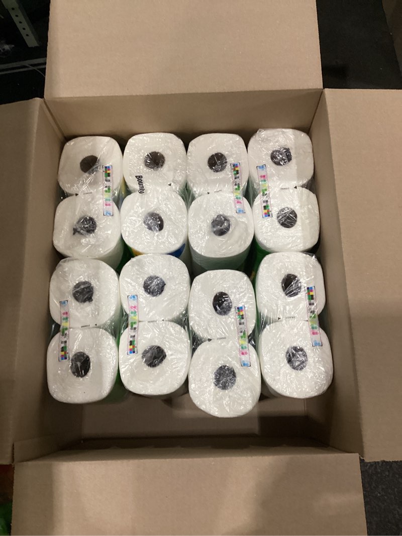Condition photo showing Good Condition for ** 14 rolls** bounty paper towels quick size, white, 16 family rolls = 40 regular rolls family 117 sheet (pack of 16)
