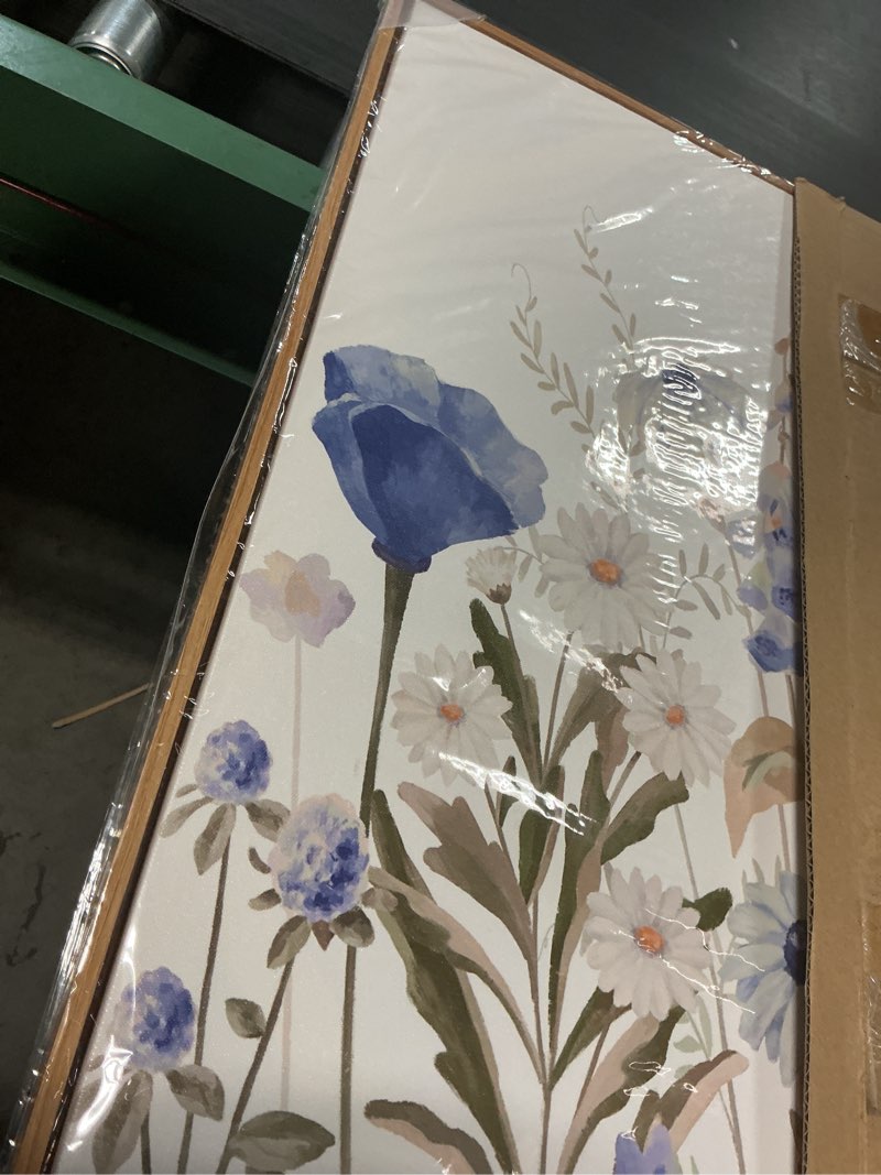 Condition photo showing Good Condition for artewoods elegant flowers framed wall art - blue white botanical pictures for wall decor floral blossom canvas painting print artwork for living room bedroom home office wall decoration 24" x 48" blue white botanical flowers framed 48"l x 24"w
